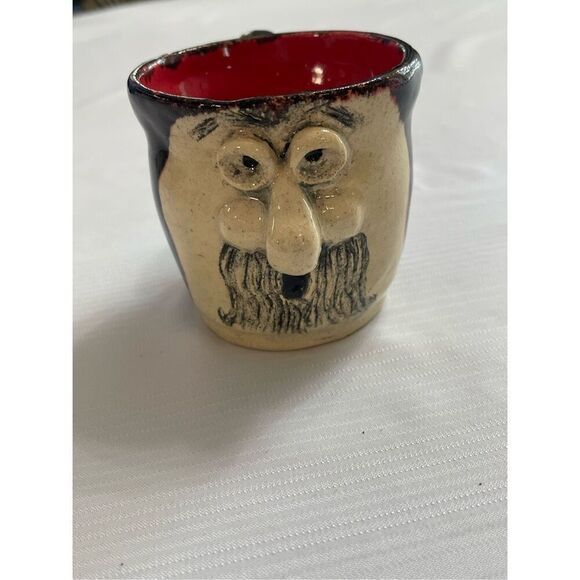 Vtg Mid Century Ugly Mugs Hippie Studio Art Cup Funny Face Coffee Mustache Man - Picture 8 of 9
